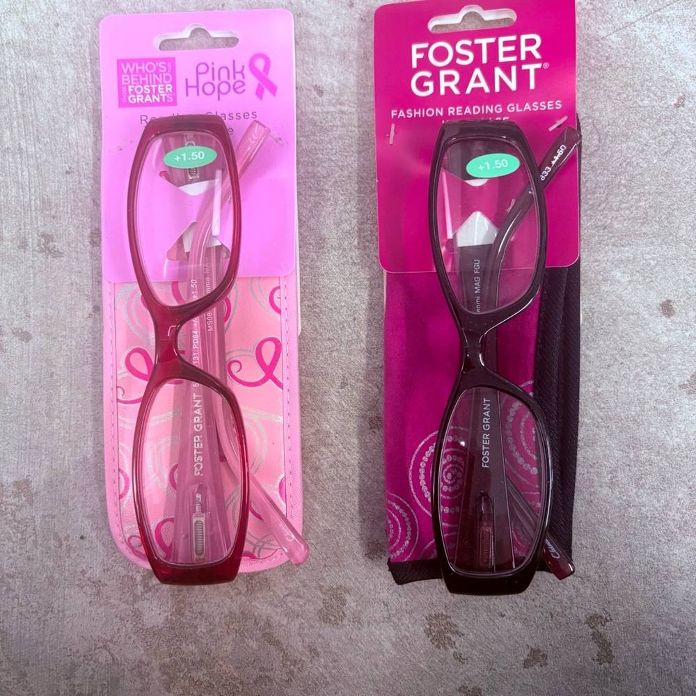 Foster Grant Pink and Magenta Glasses Cases (Set of 2)